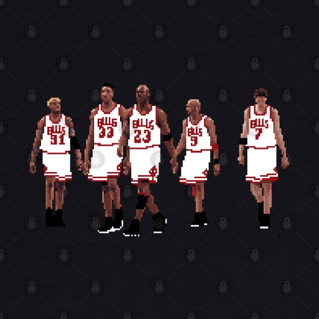 Bulls Pixel 5, Michael Jordan, Scottie Pippen, Toni Kukoc, Dennis Rodman, Ron Harper by qiangdade